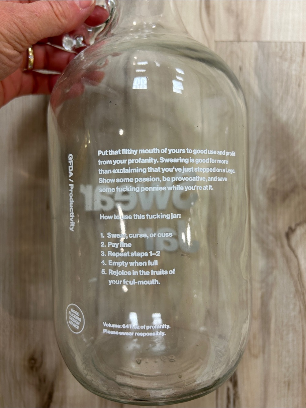 Clear Glass Swear Jar with White Lettering image 4